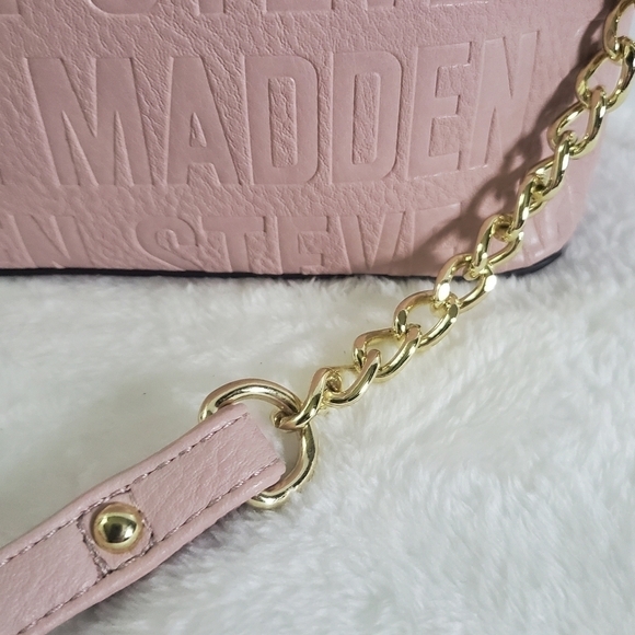 STEVE Madden Blush Pink Gold Chain Faux Leather Crossbody Bag Purse - Picture 5 of 14